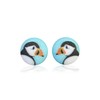 Puffin Fabric Button Earrings Nickel-Free Titanium Posts