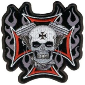 Cross Motor and Skull Patch 10CM X 10CM (4" X 4")