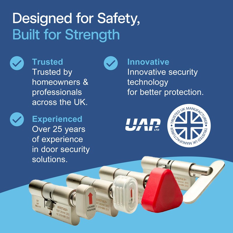 UAP Kinetica+ K4 3* Kitemarked Horizontal Euro Double Key Cylinder