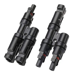 Aiqeer 1 Pair Solar Panel Cable Connectors, Solar Photovoltaic Connector T Branch Connector MFF/FMM (Black)