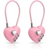 2 Pcs Pink Combination Lock, 3 Digit Heart Shaped Padlock