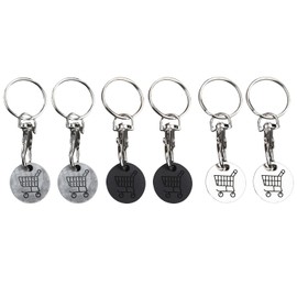 6 Pieces Trolley Coin Keychains, Removable Shopping Cart Token, Shopping Chip Keychain, Portable Shopping Trolley Key Chain, for Grocery Shopping Cart