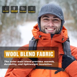 XL Black Wool Blend Winter Trapper Hat Baseball Cap for Extra Large Big Head Men Women with Faux Fur Earflaps Fleece Lined Cold Weather