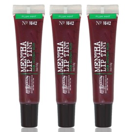 C. O. Bigelow- Trío de tintes labiales CO Bigelow Plum Mint Mentha, bálsamos labiales hidratantes para labios secos, tinte violeta claro              