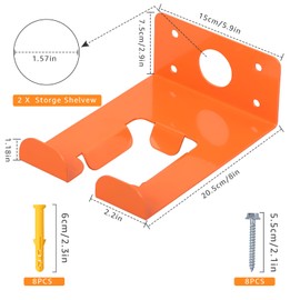 Basysion Weed Eater Rack & Chainsaw Holder - Heavy Duty Garage Organizer Wall Mount for Grass Trimmer,Hedge Trimmer, Backpack Blower, Garden Tools, 2 Pack