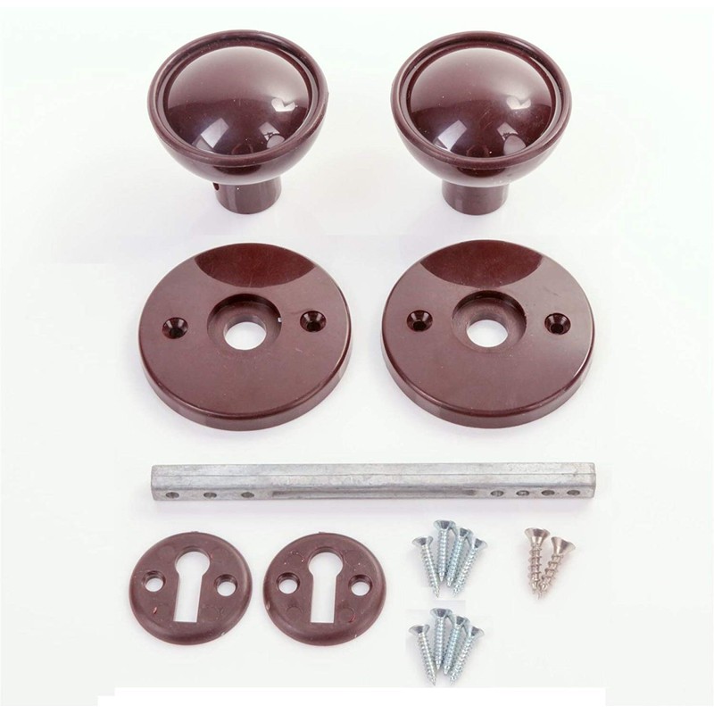 Merriway Brown BH01833 Plastic Mortice Door Shed Garage Knob Set