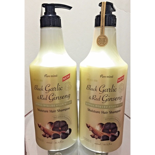 2x Black GARLIC & Red GINSENG Extract Moisture PUMP Hair Shampoo AJO NEGRO 