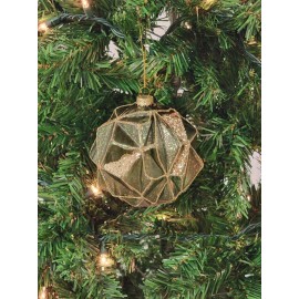 Wizardi Gold Hexagon-Shaped Ball Glass Christmas Ornament F07M7-37-LH76-