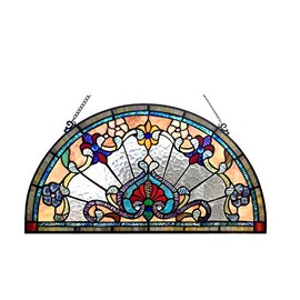 Chloe Lighting Emersyn Victorian Tiffany 24" Wide Stained Glass Window Panel, Multi-Color