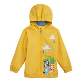 Bluey Toddler Boys Zip Up Waterproof Hooded Rain Jacket Coat Yellow 4T