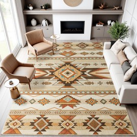 8x10 Southwestern Aztec Area Rug for Living Room Bedroom Dining Room Beige