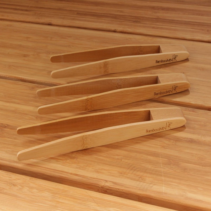 BambooMN Brand - Reusable Bamboo Kitchen Tongs, Assorted Sizes -
