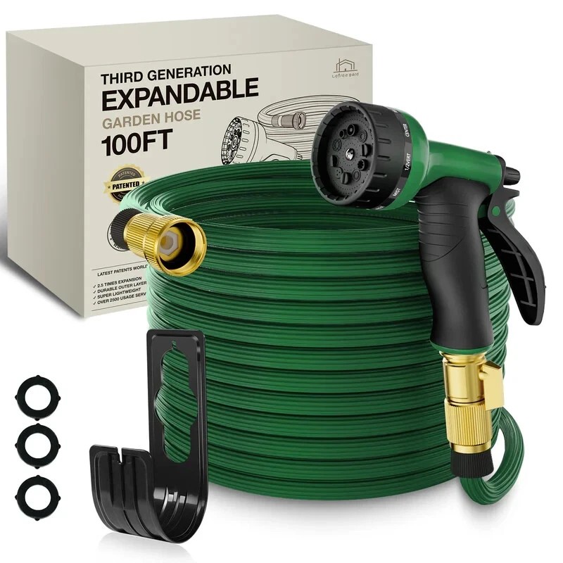 Garden Third Generation Expandable Garden Hose 100ft, GREEN