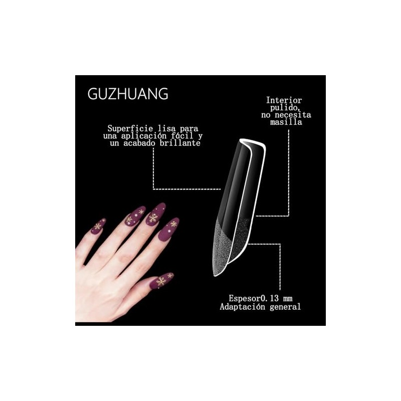 600PCS Transparente Uñas Postizas Para Manos，12 Tamaños Tips Para Uñas