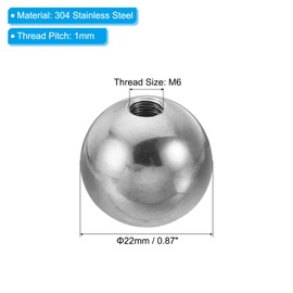 PATIKIL M6x22mm Ball Nuts Knob, 4 Pack Female Thread 304 Stainless Steel Round Blind Hole Screw Cap Cover for Lighting Machinery DIY Decoration, Silver