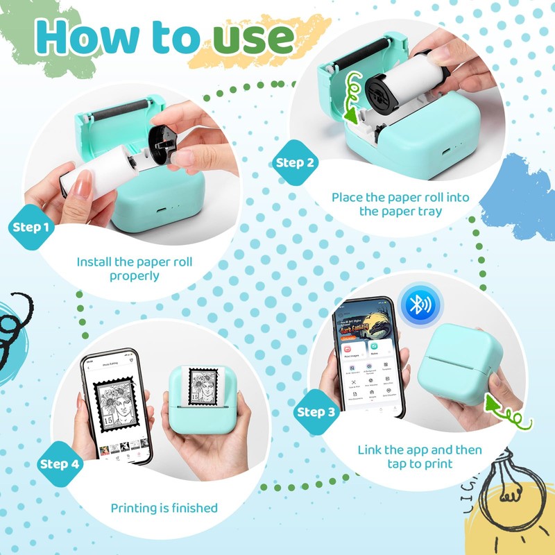 Print Pods Mini Printer, Sticker Maker Machine M02X, Mini Portable