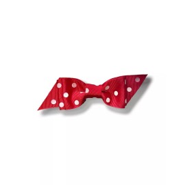 Doll Sized Handmade Hair Bow Barette in Polka Dot Red and White