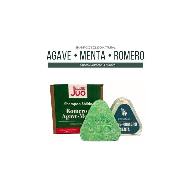 Shampoo Solido Natural Agave Menta Romero sin Sulfatos, Ni Parabenos.