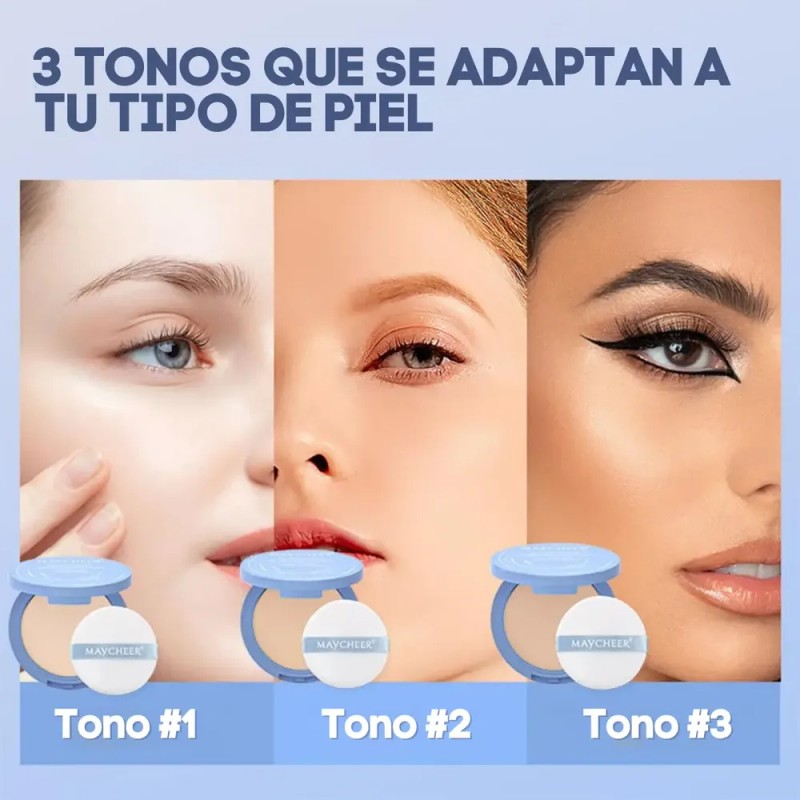 Polvo Compacto Matificador Fijador Base Maquillaje Natural F Tono Tono