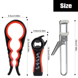 Can Opener, Manual Jar Opener, Screw Lid Opener, Seniors, Pack of 3, Can Opener, Stainless Steel, Adjustable, Multifunctional Screw Jar Opener, Can Opener, Non-Slip Glass Lid Opener for Seniors Women