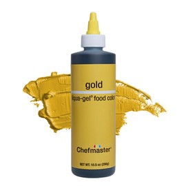 Chefmaster Gold Liqua-Gel® Food Coloring | Vibrant Color | Professional-Grade Dye for Icing, Frosting, Fondant | Baking & Decorating | Fade-Resistant | Easy-to-Use | Made in USA | 10.5 oz