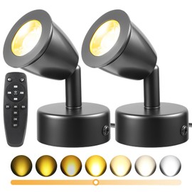 Junview 2Pack LED Spot Lights Indoor with Timer and Remote Stepless Adjustable Color Temperature and Dimmable Uplighting Indoor Accent Up Lights for Home Plant Artwork Pictures