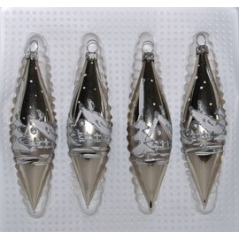 Jingle Bells Lauscha Christmas Tree Bauble Olive Antique Silver