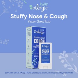 Oilogic Stuffy Nose & Cough Chest Vapor Rub Essential Oil for Babies & Toddlers - Gentle Baby Essentials Soothe Cough & Stuffy Noses - Pediatrician-Tested & Safe for Babies, .42 Oz