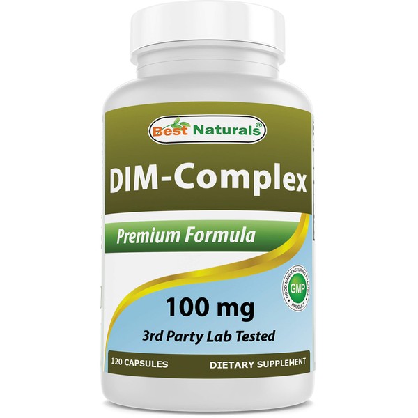 Best Naturals DIM Supplement 100 mg 120 Capsules, DIM for Estrogen Metabolism & Balance, For Menopause, Body Building, PCOS & Hormonal Acne
