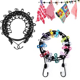 Travel Clothesline,2 PCS Portable Clothesline,Camping Clothingline with 12 Clothes Clips, for Indoor Laundry Drying line,Outdoor Camping Accessories