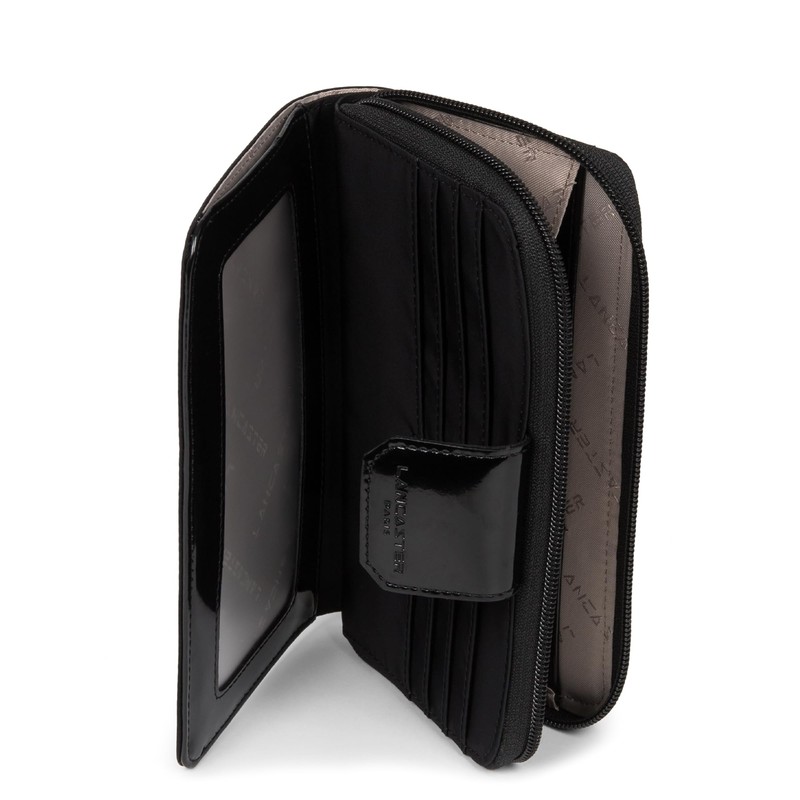 Lancaster Basic Verni, Unisex Adult Travel Accessory Wallet, Noir