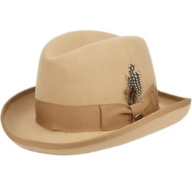 Epoch hats Classico Men's Wool Felt Homburg Hat (M, Khaki)