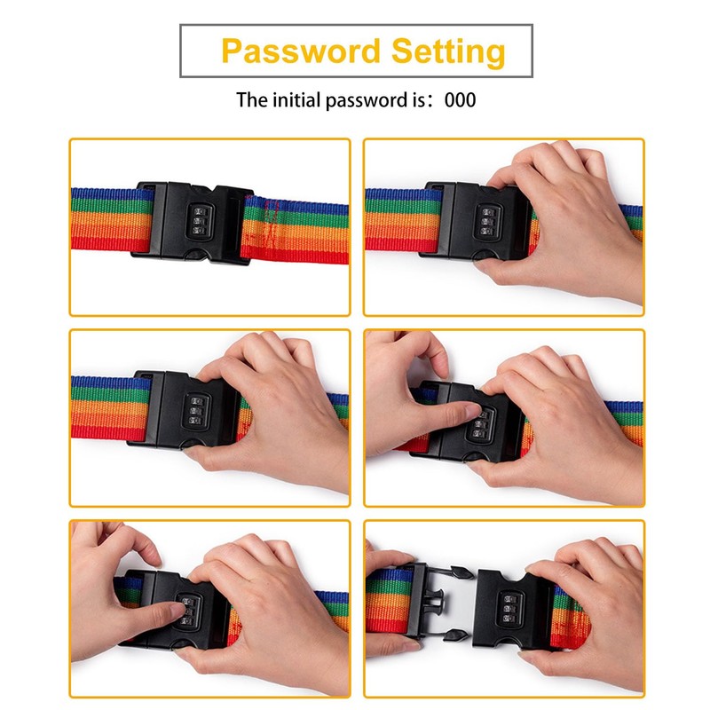 AUSYIWI Suitcase Strap, Suitcase Strap with Combination Lock, Secure Attachment