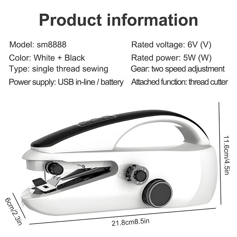 Handheld Sewing Machine, Mini Hand for Beginners, 2 Speed Adjustment