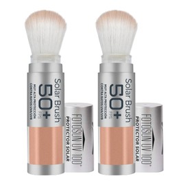FOTOSUN UV 100 Solar Brush, Protector Solar Facial en Polvo FPS 50 UVAUVB, Con Brocha, Acabado Mate, Resistente al Agua, Uso Diario (2 Piezas)        