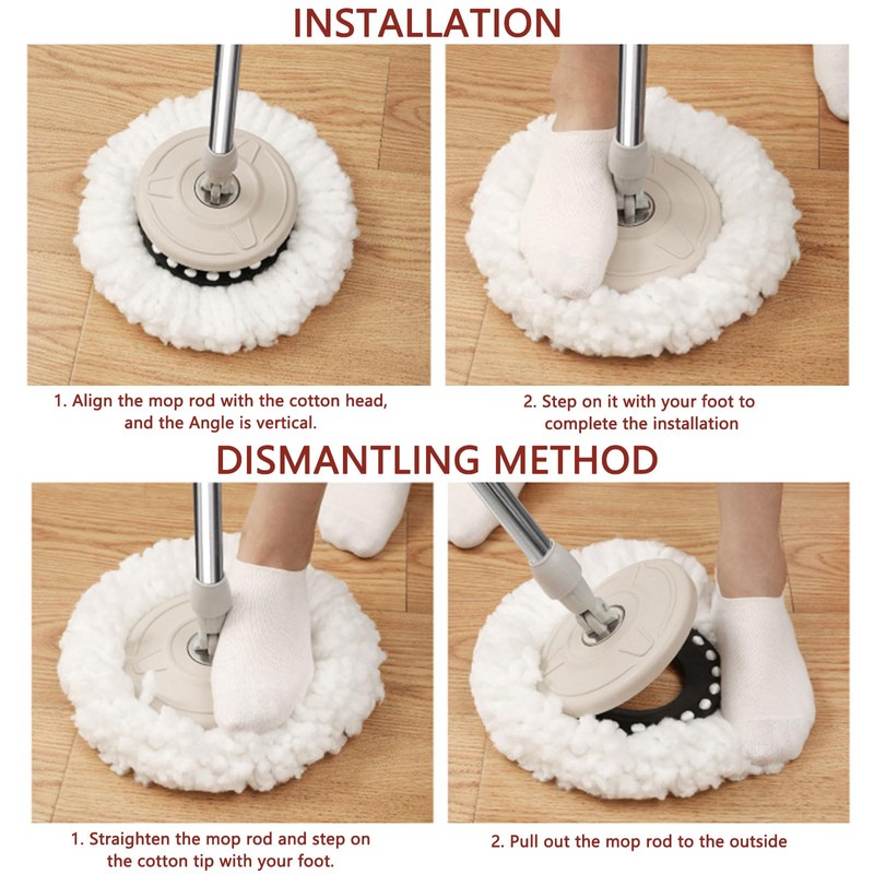 5 Pcs Mop Heads, Spin Mop Heads for Circular Swivel