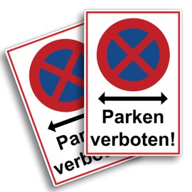 Strobo Absolutes halteverbot Parken verboten Sign, 20 x 30 cm, Made From Sturdy PVC Hard Foam Board, 3 Mm, Parking Sign With UV Protection, Pack Of 2