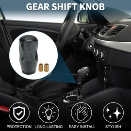 TUCKBOLD Car Gear Knob 10 cm Durable Front Gear Lever Knob Universal for Automatic and Shift Vehicles Acrylic Black with 2 Adapters 1 Set
