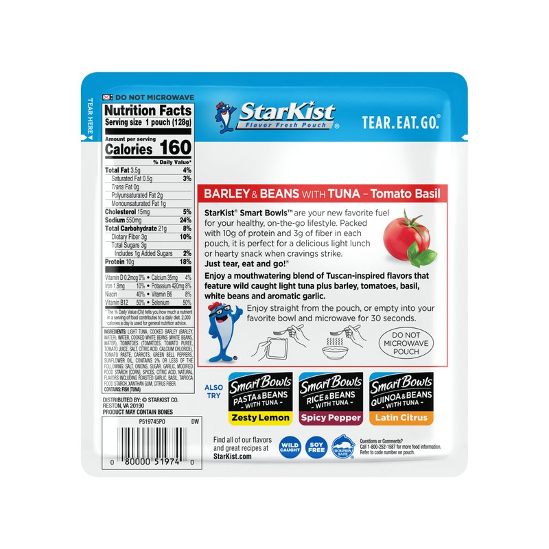 StarKist Smart Bowls Tomato Basil, 4.5 oz Pouch (Pack of