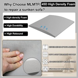 22" x 22" Couch Cushion Support for Sagging Seat, 2 PCS Large Size Insert Sofa Cushion Support Board for Better Lift, 45D High-Density Foam Couch Replacement for Furniture Seat Sagging Repair, Grey