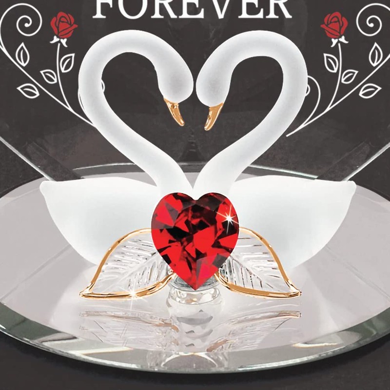 Glass Baron Swans 'Always and Forever' Figurine Accented with Genuine