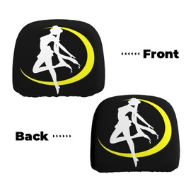 DITXIT Sa1il1or M1oon Universal Car Headrest Cover Soft Car Seat Head Rest Cover Accessories Protector Fabric Head Rest Coverings for SUV Cars Truck Auto - Set of 2