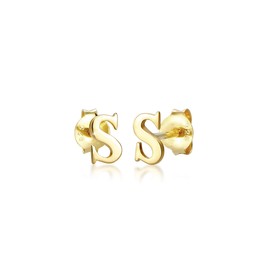 Elli Minimal 925 Silver Initial Letter S Stud Earrings, Sterling Silver, None