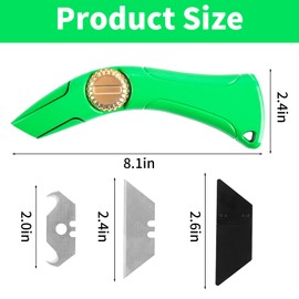 3 Pcs Roofing Knife with Hook Blade Carpet Knife Utility for Drywall, Vinyl, Carpet Cutting, Replacement Blades, Navajas para Roofing