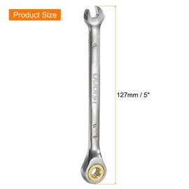 HARFINGTON Ratcheting Combination Wrench Metric, 6mm, Extra Long 12 Point 72-Tooth CR-V Wrenches Tool for Mechanical Repair