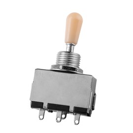 DIAO79NI Guitar 3 Way Toggle Switch, Metal Enclosed 3 Way Selector Switch with Knob Replacement Part for Style Electric Guitar, Vintage Cream