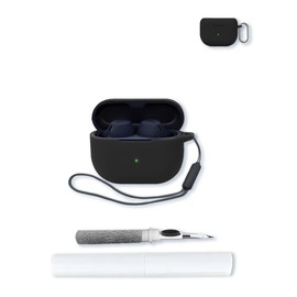 Case for Jabra Elite 8 Active-Sports Wireless Bluetooth Earbuds,Soft Protective,Shockproof,BOVUGAC Silicone Case Cover with Keychain & Cleaning Kit & Lanyard-Black