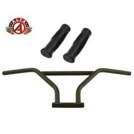 ALTA 4-Piece BMX Handlebar Old School Black W/130mm ERGONOMIC BLACK BMX GRIPS