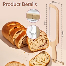Bread Slicer for Homemade Bread，Sourdough Bread Knife in Bow&Saw Shape, Wooden Bread Slicer for Sourdough Rounds, Sourdough Cutter Homemade Bread Tools