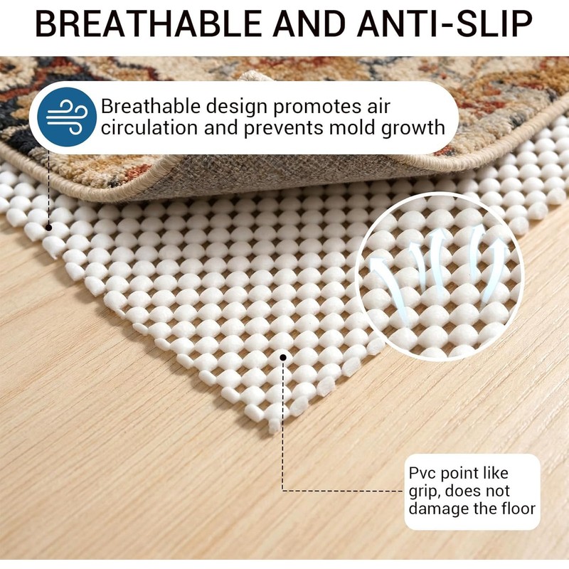Non Slip Rug Pad Gripper for Hardwood Floors, 5x7 FT
